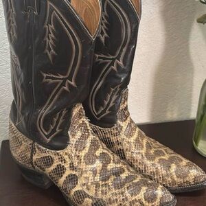Tony Lama Black and Brown Snakeskin Cowboy Boots